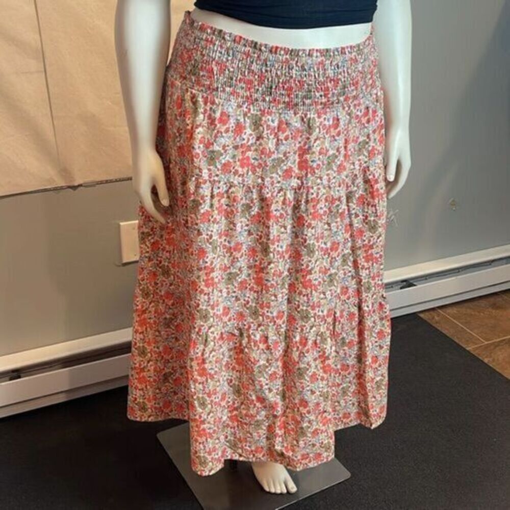 UNIVERSAL THREAD TIERED FLORAL SKIRT‎ 3X Gathered Waist pockets Cotton RefV01